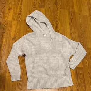 Rachel Zoe Heather Gray V-Neck Hooded Sweater